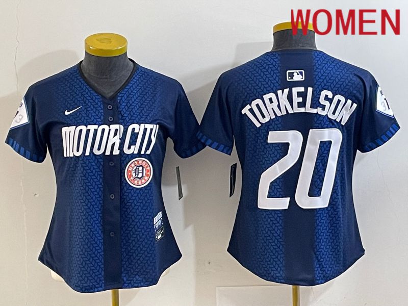 Women Detroit Tigers #20 Torkelson Blue City Edition Nike 2024 MLB Jersey style 4->women mlb jersey->Women Jersey